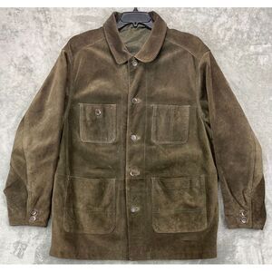 GAP Men's Brown Chore Coat Suede Leather Lined Button Size Large